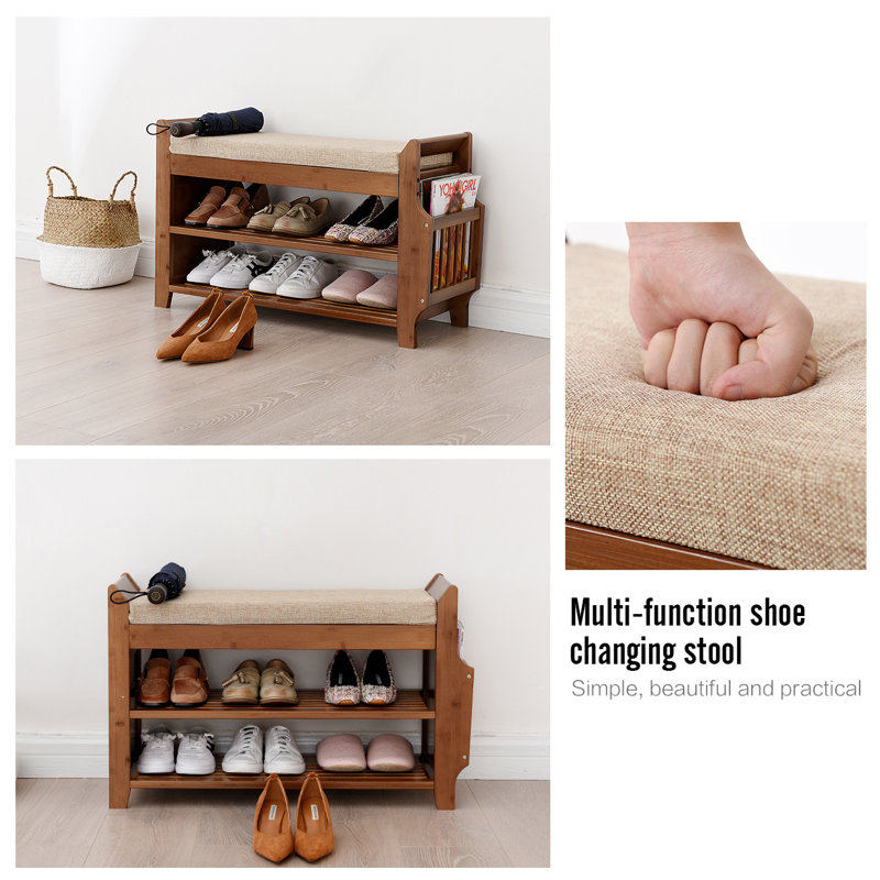Red Barrel Studio® 6-Pair Capacity Red-Brown Bamboo Shoe Red Barrel Studio® 6-Pair Capacity Red-Brown Bamboo Shoe